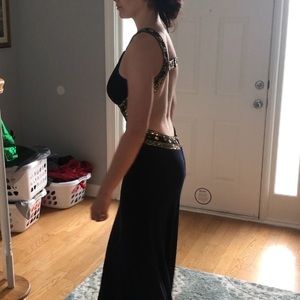 Black and Gold Evening Gown - Size 10